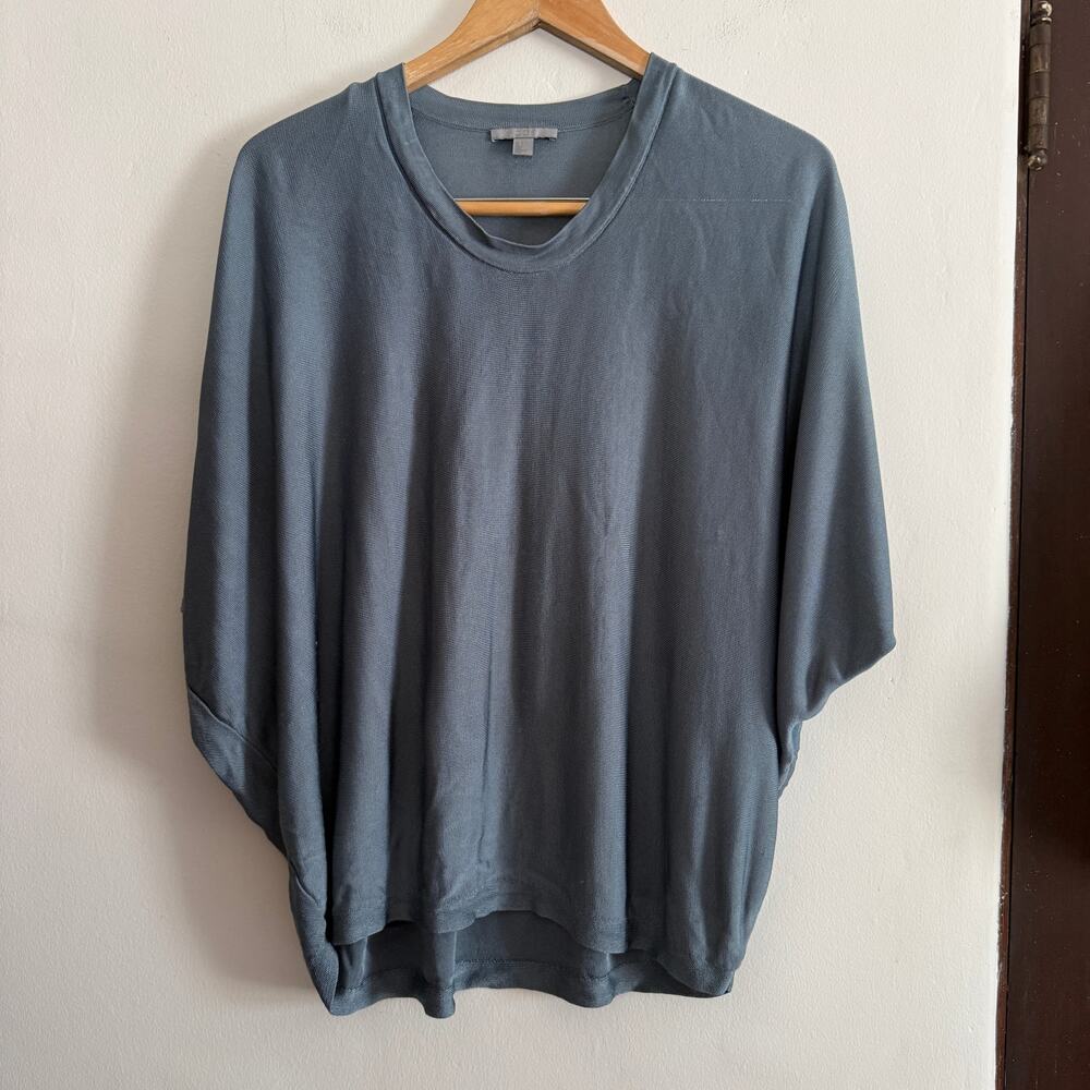 COS | Slate Blue Slinky knit Dolman Sleeve Boxy Fit T Shirt | Small